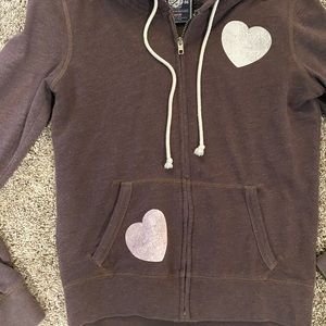 Vintage looking PINK zip up hoodie.